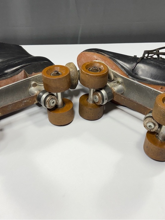 Riedell Roller Skates Black Leather Size 9 Vintage Quad Chicago Plate - Picture 10 of 15